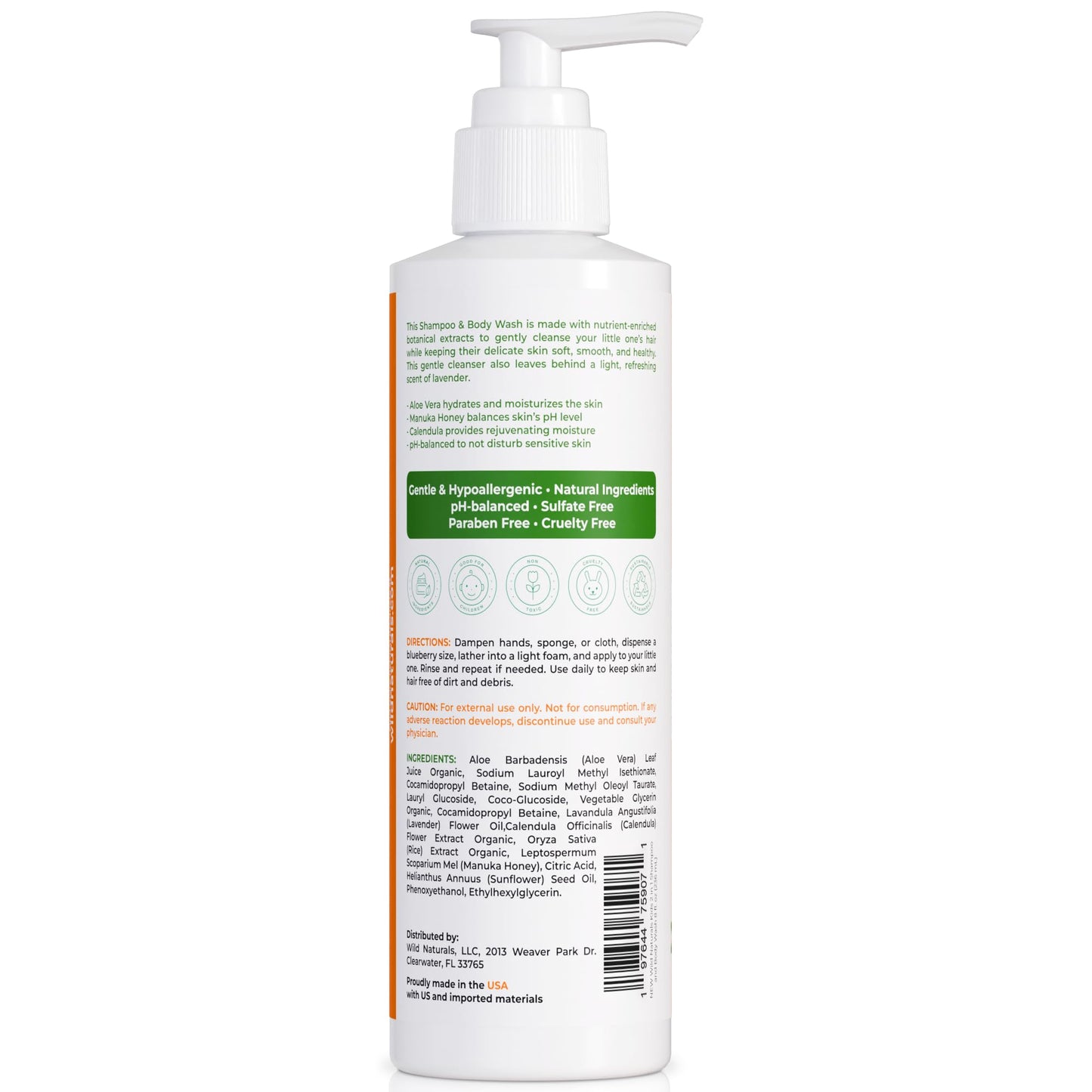 Wild Naturals Baby Eczema Shampoo & Body Wash โ Gentle, Tear-Free & Hypoallergenic