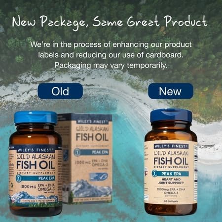 Wiley's Finest Peak EPA Triple Strength Wild Alaskan Fish Oil 1000mg β 90 Softgels