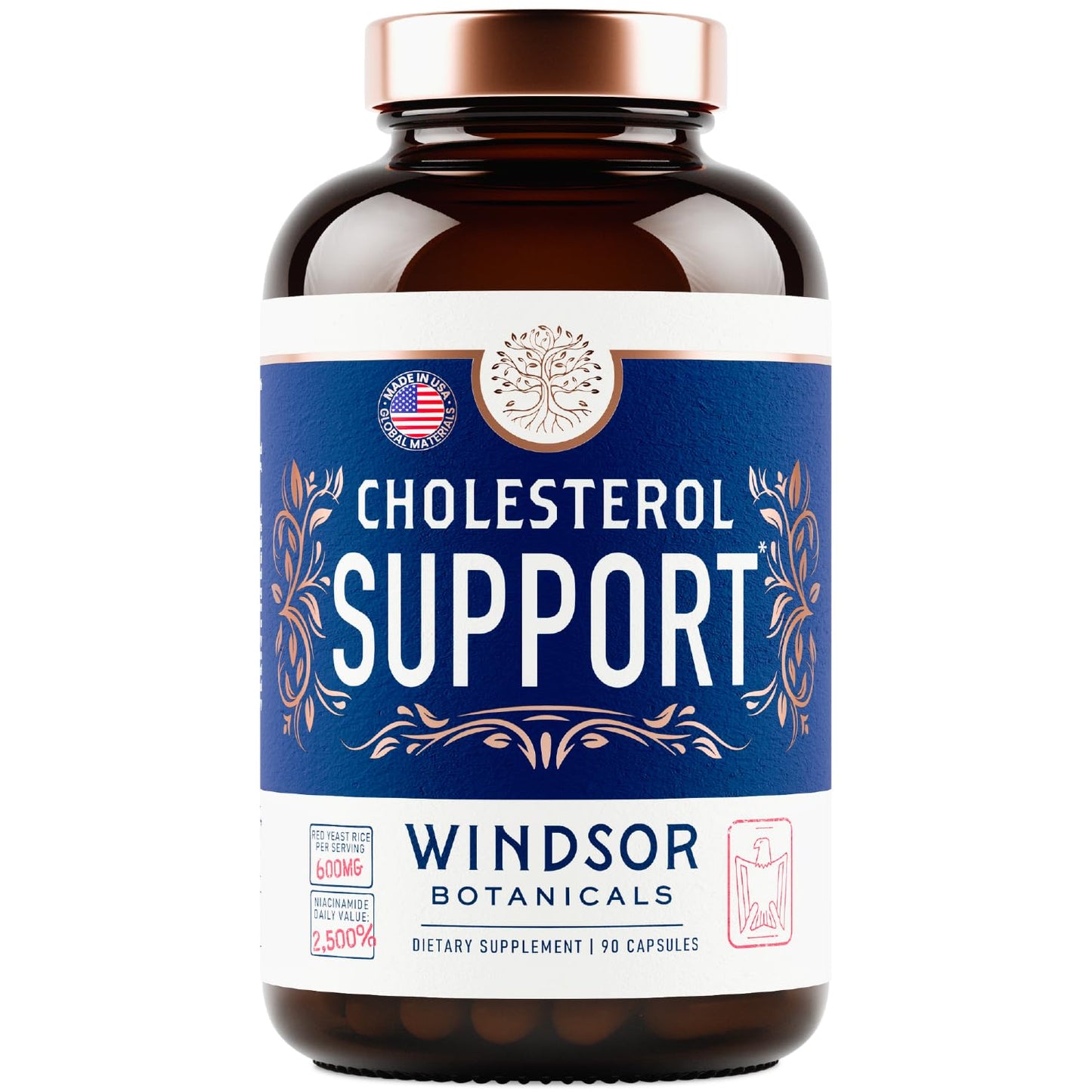 Windsor Botanicals Cholesterol Supplement โ Bergamot, Berberine & Niacin | 90 Vegan Capsules
