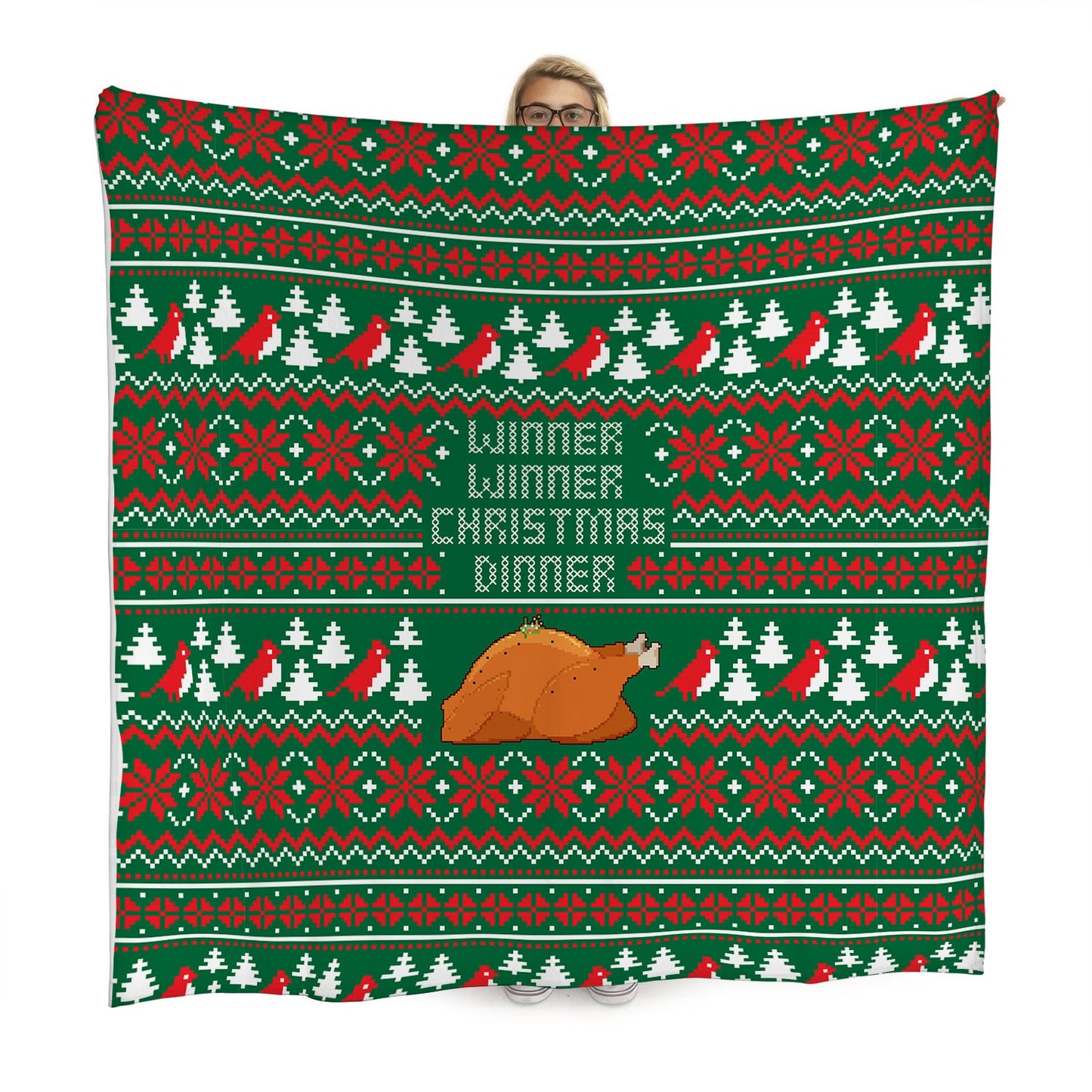 Winner Winner, Christmas Dinner - Xmas Jumper - Fleece Blanket