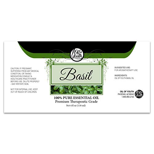 Oil of Youth Basil Essential Oil โ Therapeutic Grade, 4 oz (Dropper)