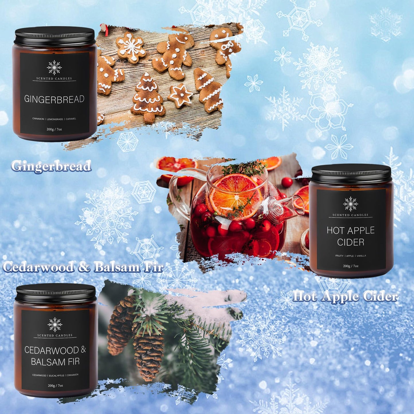 6 Pack Winter Aromatherapy Candles โ 42oz, 300 Hours, Gift for Women & Men
