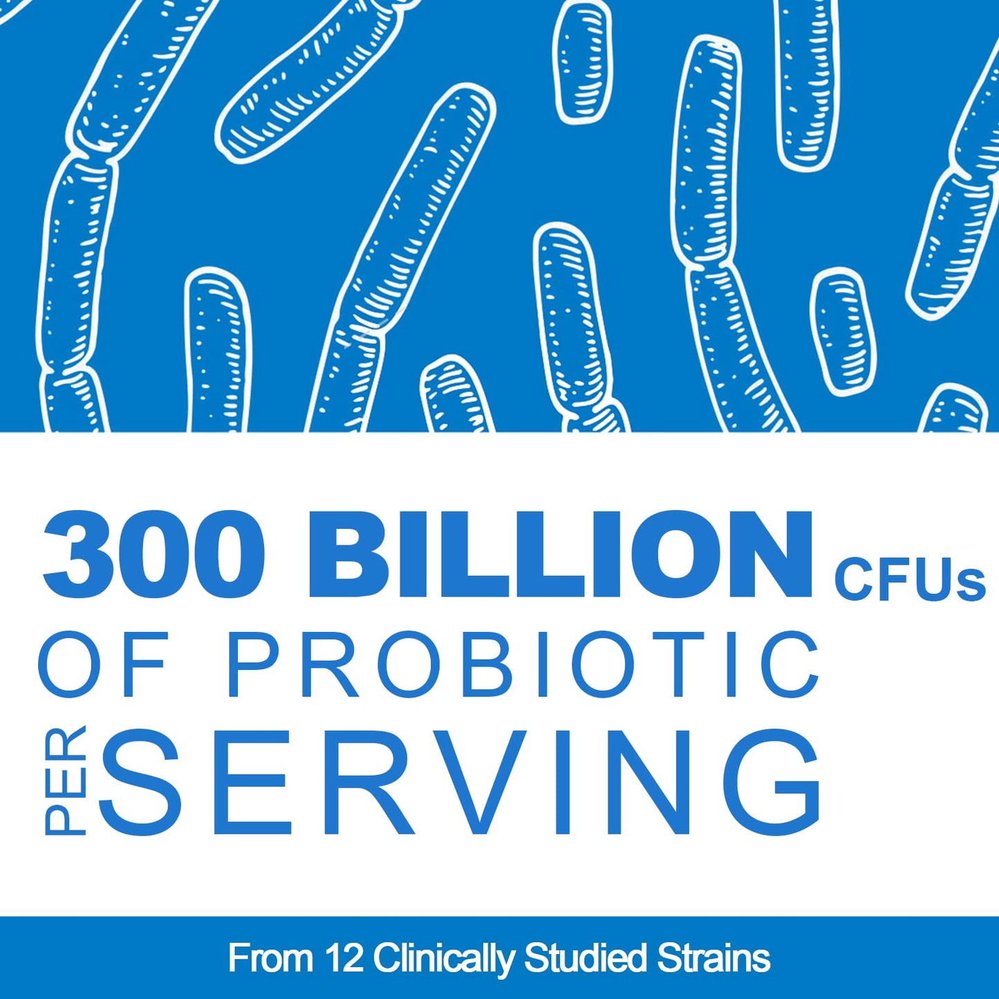 300 Billion CFU Probiotic โ 12 Strains + 3 Prebiotics, Vegan
