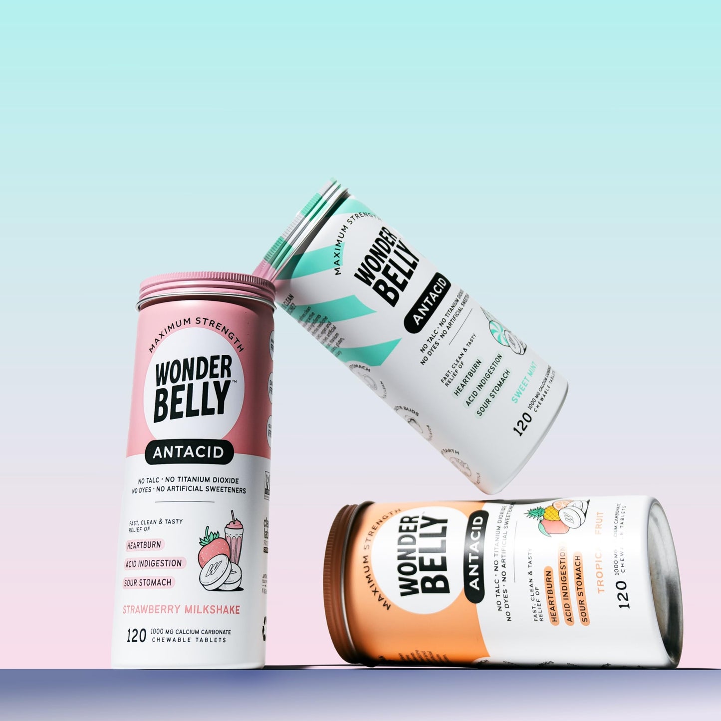 Wonderbelly Antacid β Extra Strength 1000 mg Calcium Carbonate Chewables | Strawberry Milkshake