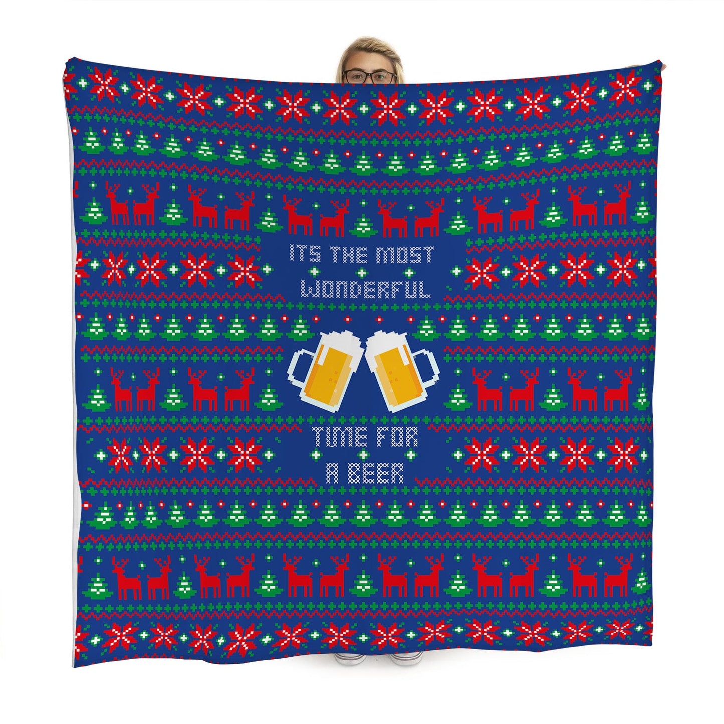 Most Wonderful Time For a Beer - Xmas Jumper - Fleece Blanket