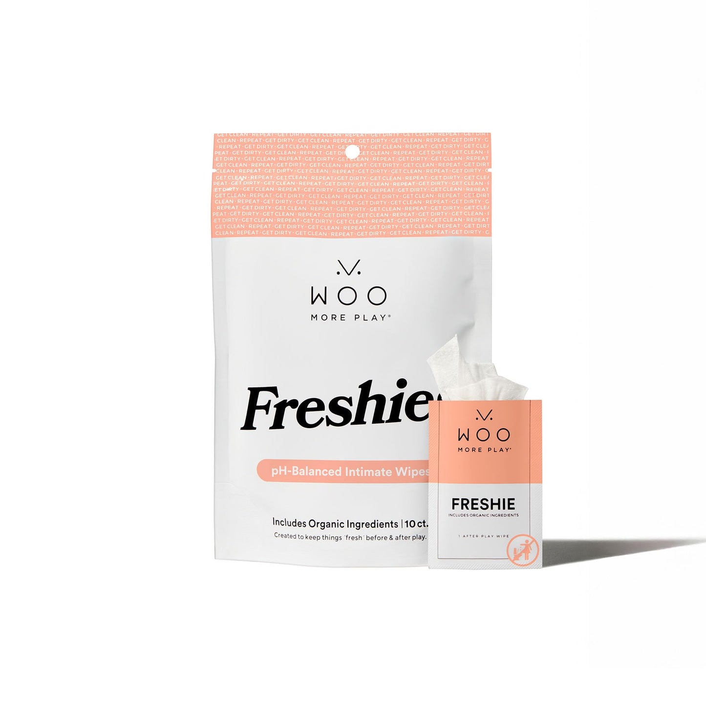 Woo More Play Freshies Wipes β All-Natural Feminine Intimacy Wipes with Aloe Vera & Coconut Water, 20ct (Vegan)