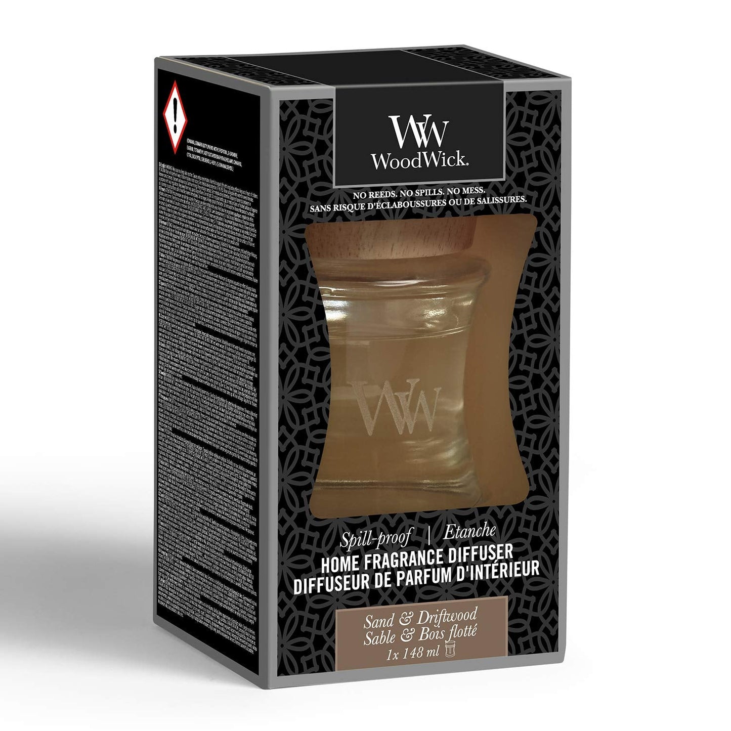 WoodWick Spill-Proof Diffuser Sand & Driftwood, 148 ml β Long-Lasting, Mess-Free Fragrance