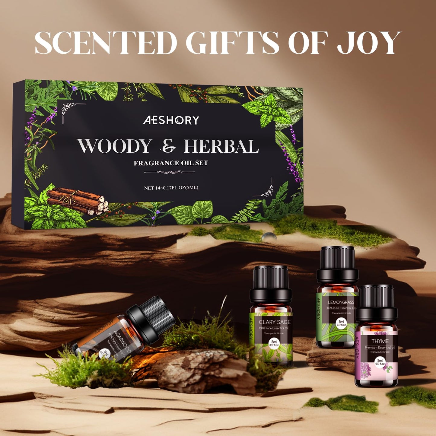 Woody & Herbal Essential Oils Set โ 14 Fragrances for Diffusers & DIY Candles (5ml)