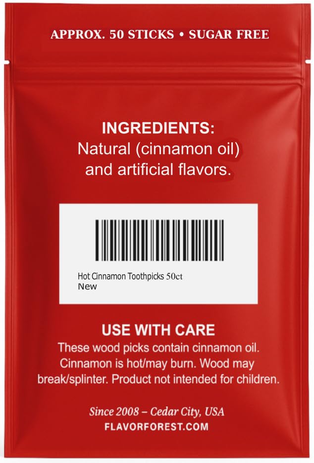 Cinnamon Toothpicks Woody Red's Flavored Hot Picks - 50 Count (1 Pack)