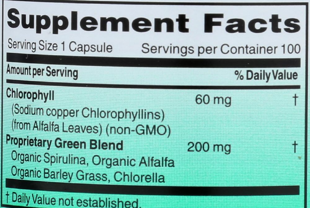 World Organic Chlorophyll 60mg, 100 Count โ Dietary Supplement