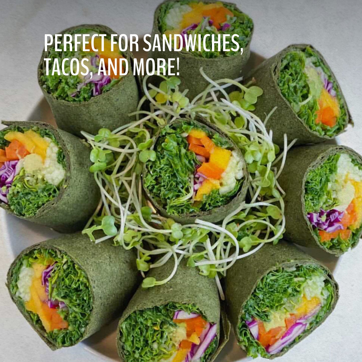 WrawP Organic Veggie Wrap โ Spirulina, Gluten Free & Plant-Based (1 Pack)