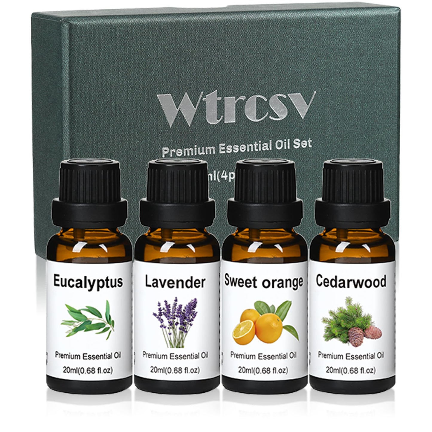 Wtrcsv Essential Oils Set β Eucalyptus, Lavender, Cedarwood & Sweet Orange | Diffuser & DIY Projects