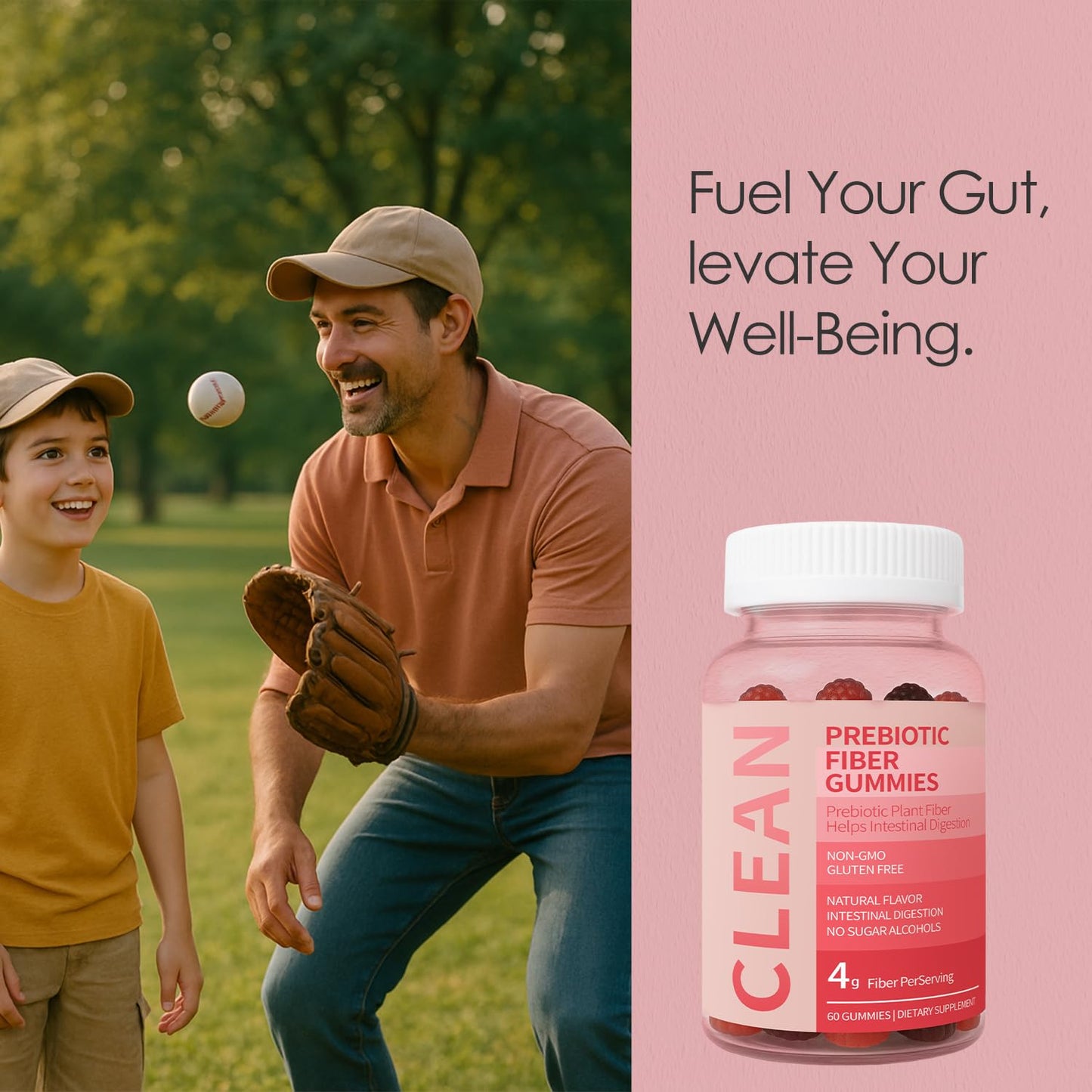 Wuliao Clean Fiber Gummies for Men โ Prebiotic Digestive Health (60 Gummies)