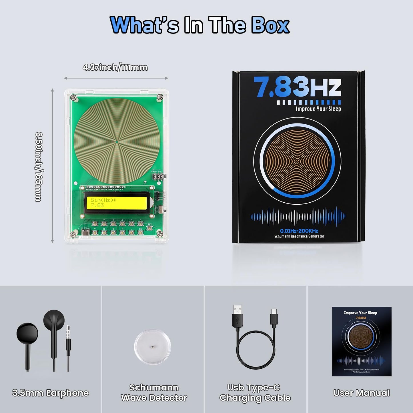 XIKDS Adjustable Frequency Generator for Healing β 0.01Hz to 200kHz, 7.83Hz Schumann, USB-C