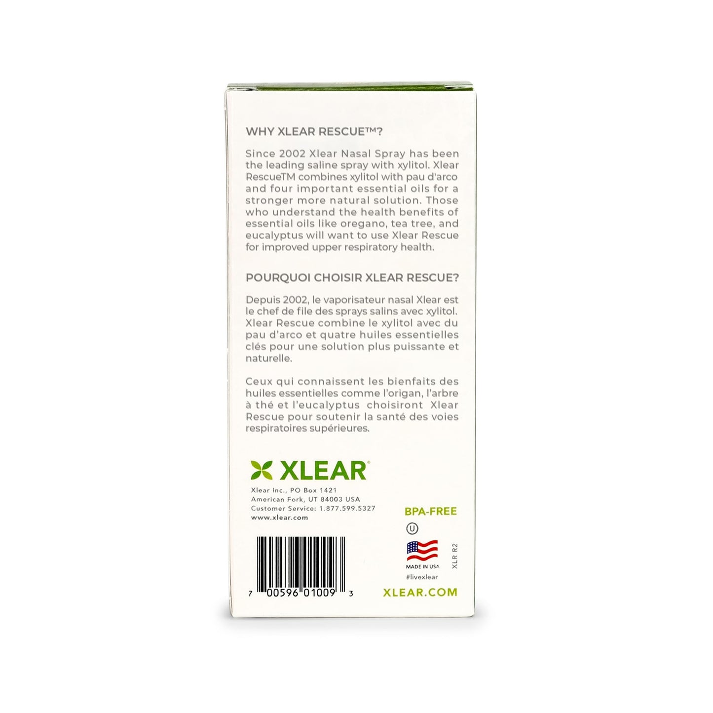 Xlear Rescue Natural Nasal Spray with Xylitol, Oregano & Tea Tree β 1.5 fl oz