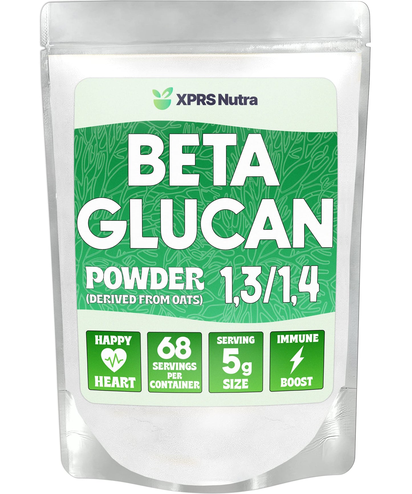 XPRS Nutra Beta Glucan Powder โ Pure Unflavored Oat Beta Glucan, Non-GMO, Vegan, 12 oz