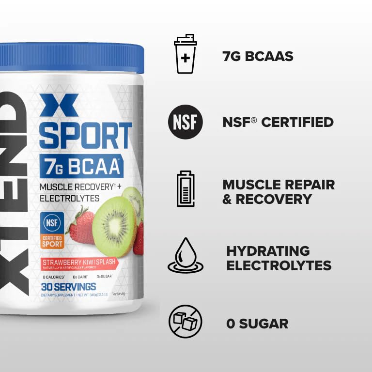 XTEND Sport BCAA Powder โ Strawberry Kiwi Splash (30 Servings)