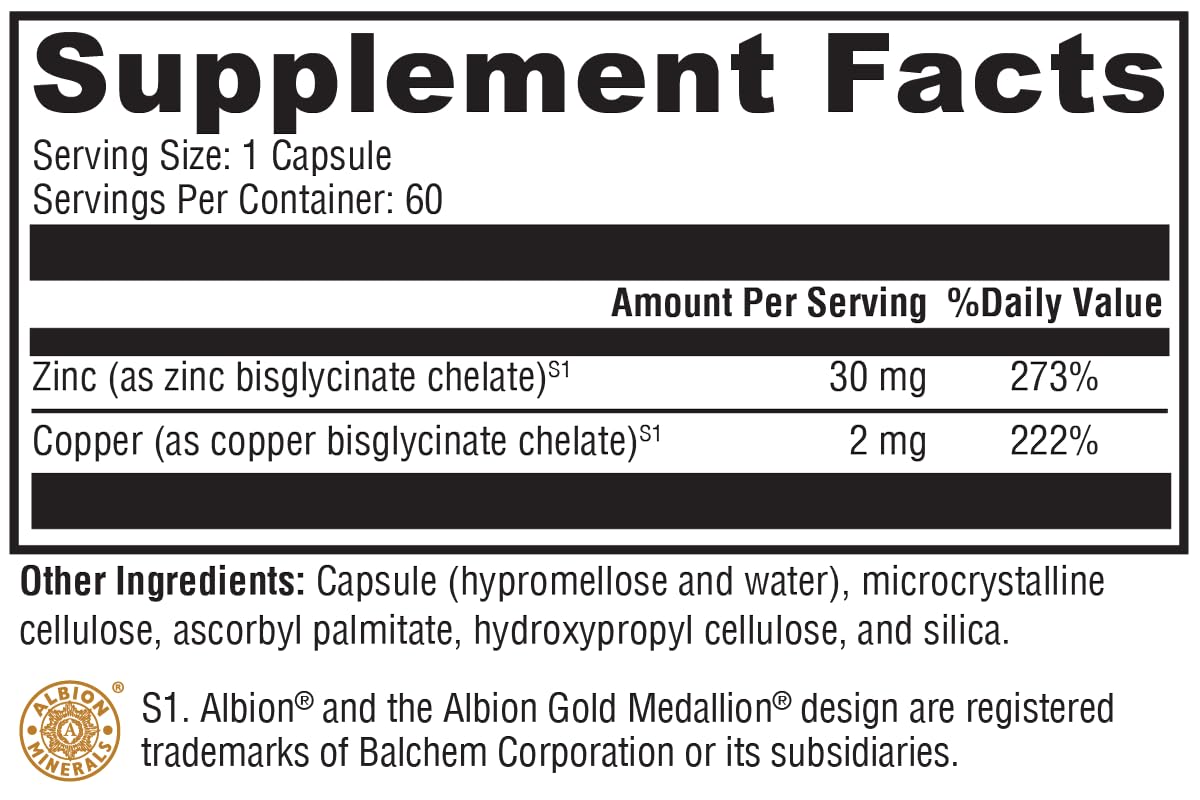 XYMOGEN Zinc+Copper 60 ct โ Balanced Trace Minerals