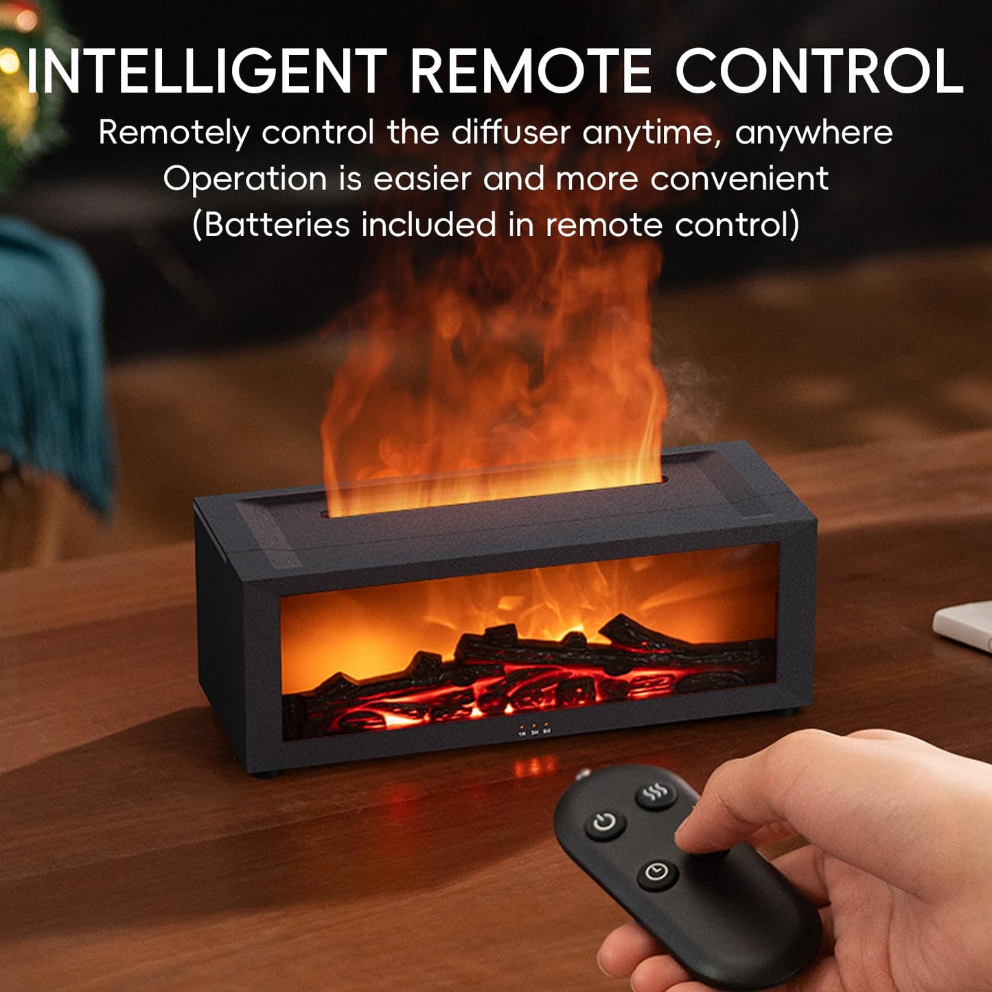 YALEDI Essential Oil Diffuser โ Fireplace Design, 7 Colors, 150ml Ultrasonic Humidifier with Remote & Timer (Black)