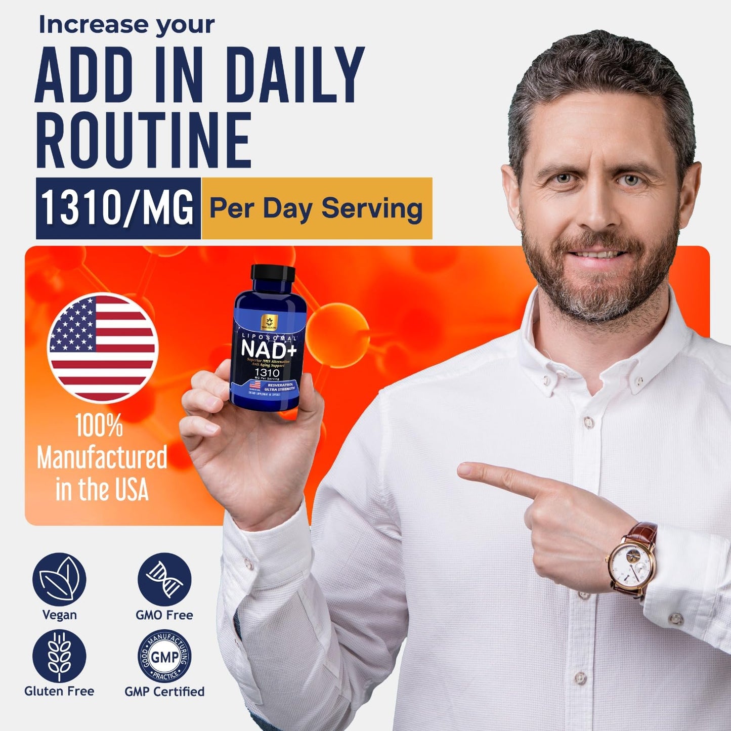 YAM Health Liposomal NAD+ with Trans-Resveratrol โ Premium Halal NAD Supplement for Energy Metabolism, DNA Repair & Longevity (Vegan, Non-GMO, 60 Count)
