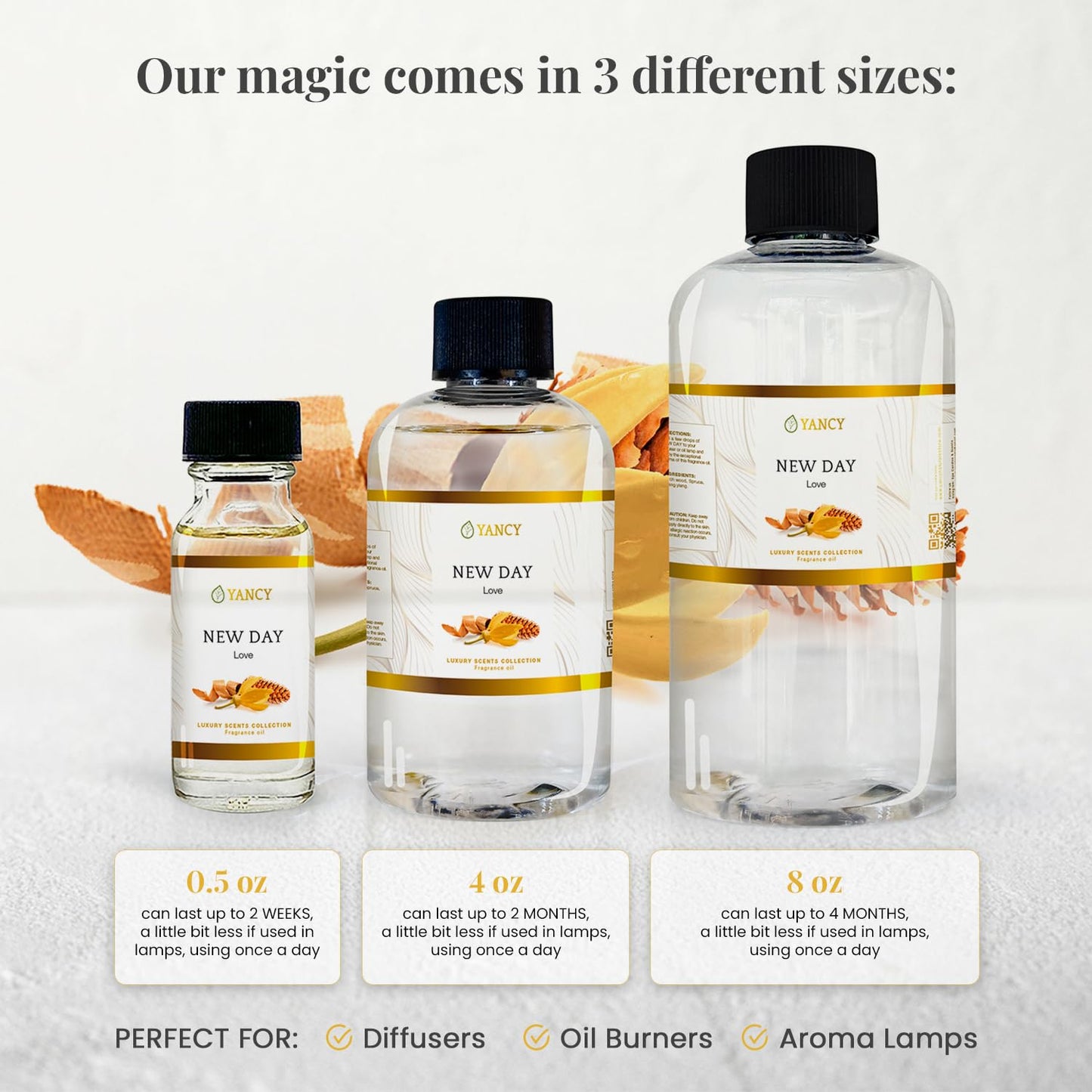 YANCY New Day Luxury Fragrance Oil (8 oz) โ Uplifting Citrus & Floral