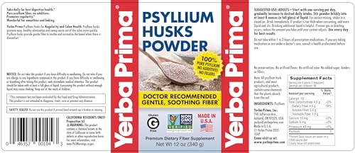 Yerba Prima Psyllium Husk Powder 12 oz (Pack of 2) โ Natural Fiber Supplement