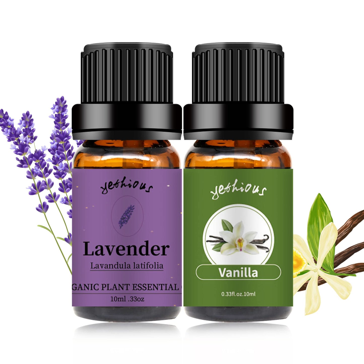 yethious Vanilla & Lavender Essential Oil Set โ 2x10ml | 100% Pure