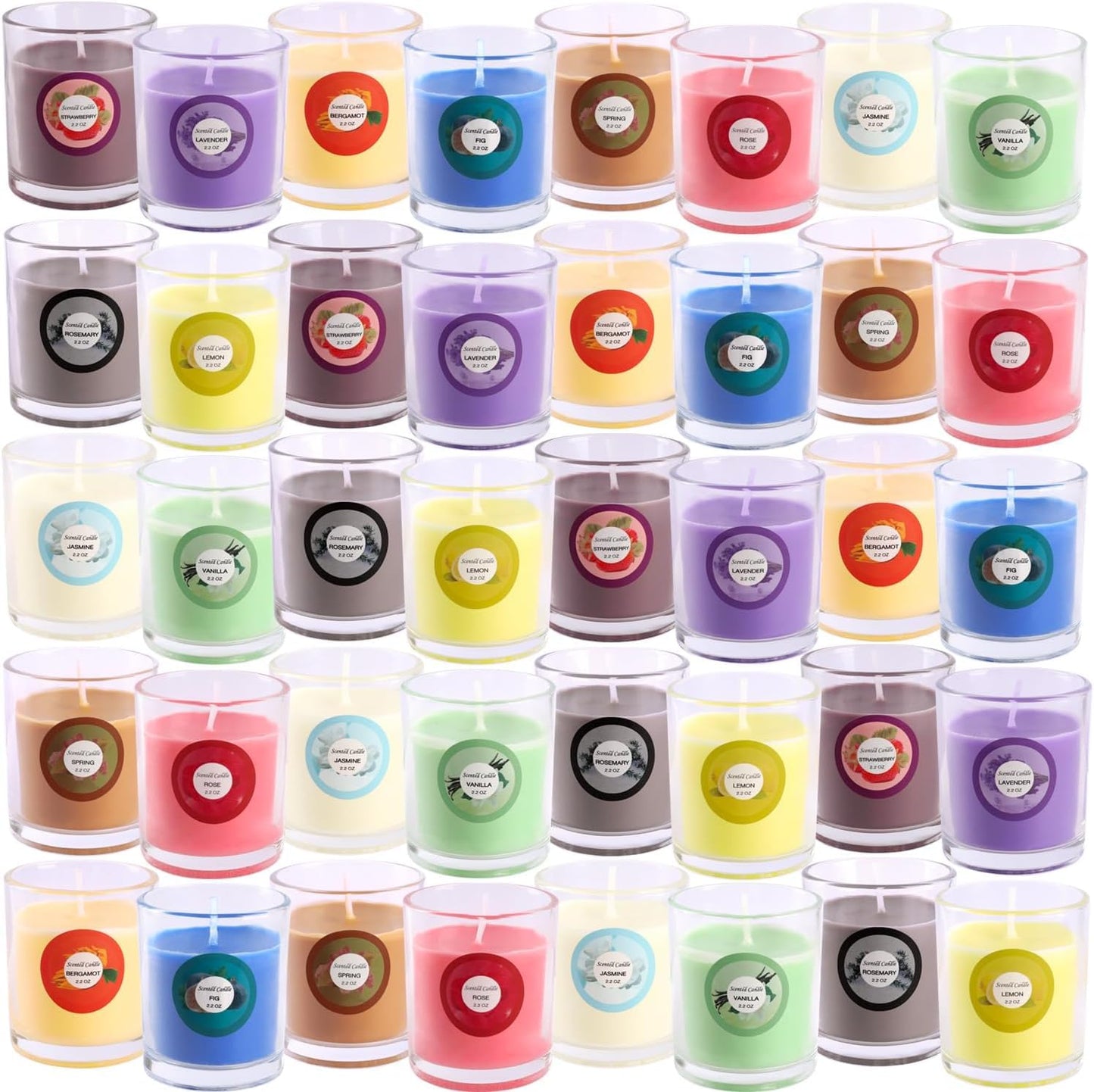 YOROXRG 40-Pack Scented Candles โ Jasmine, Rose, Vanilla & More | Soy Wax Glass Jars
