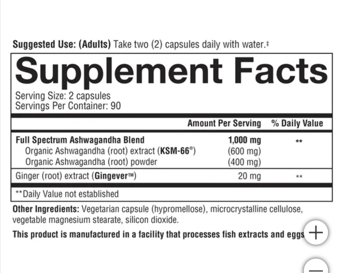 Youtheory Ashwagandha 1000mg with KSM-66 โ 180 Caps | Stress Support