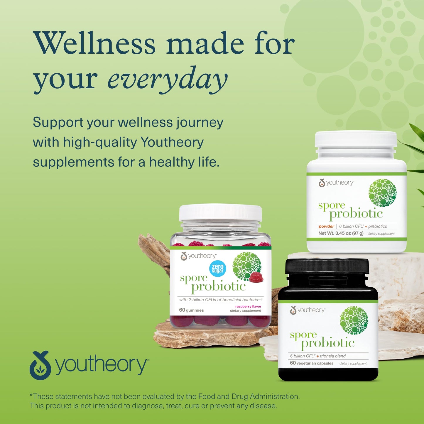 Youtheory Spore Probiotic โ Vegan Gut Support, Bacillus Coagulans | 60 Gummies