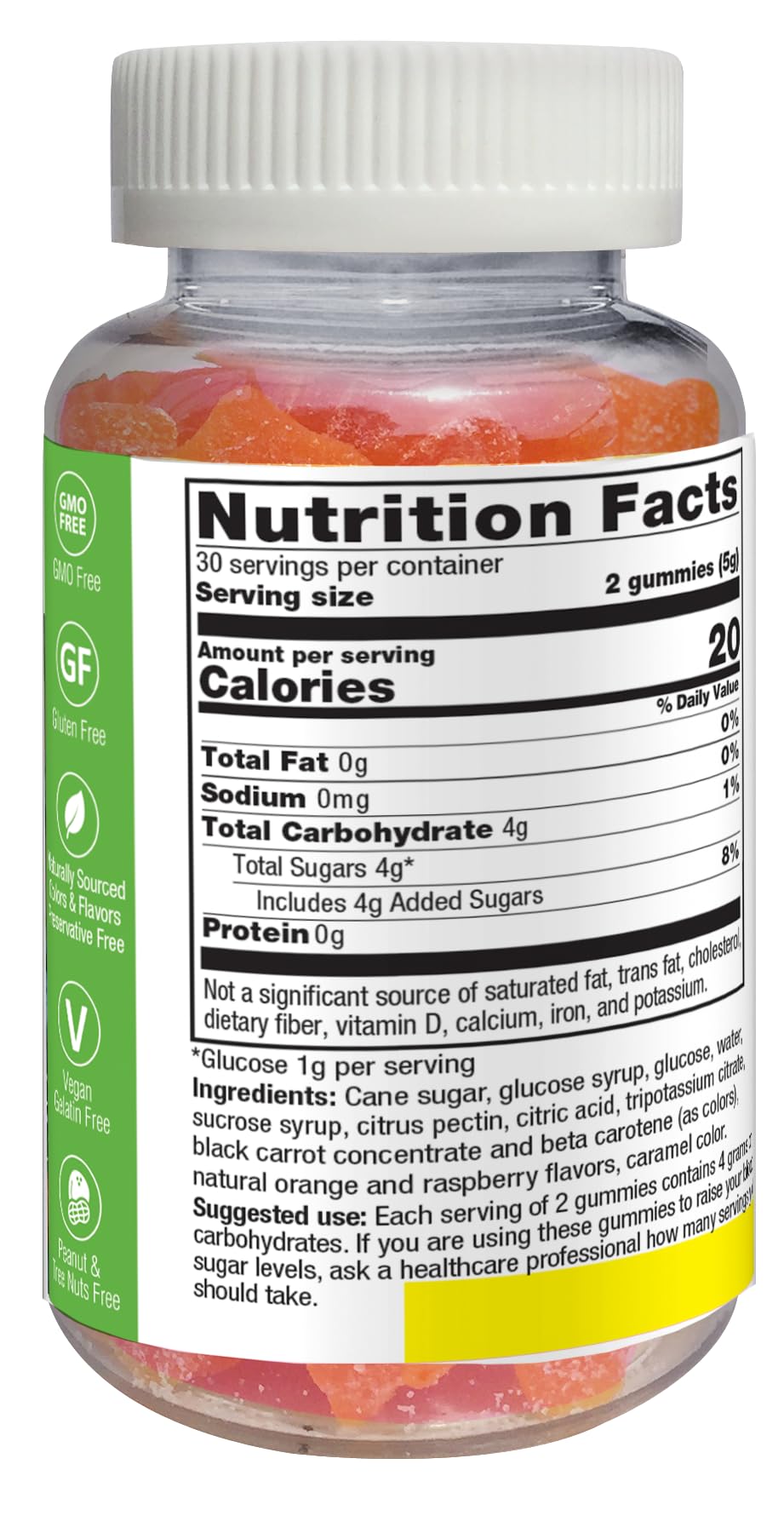 YUM-V'S Glucose Gummies โ Fast Acting, Gluten Free & Vegan | 60 Gummies
