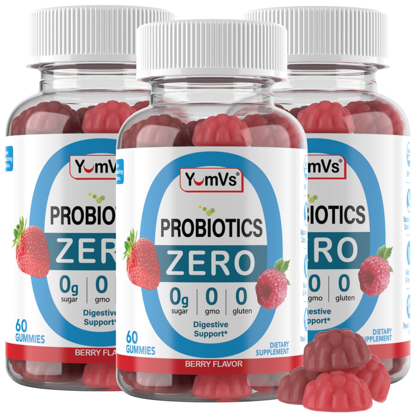 YUM-V'S Zero Sugar Probiotic Gummies โ Digestive Health & Gut Support (60-Count)
