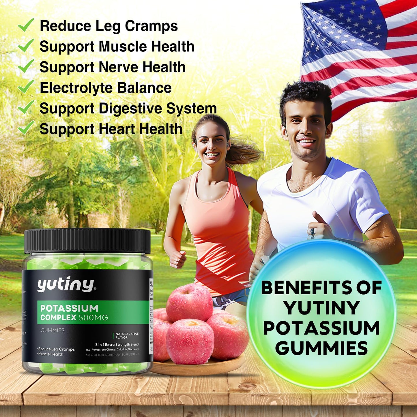 Yutiny Potassium Gummies 500mg 3 in 1 Complex โ 60 Count