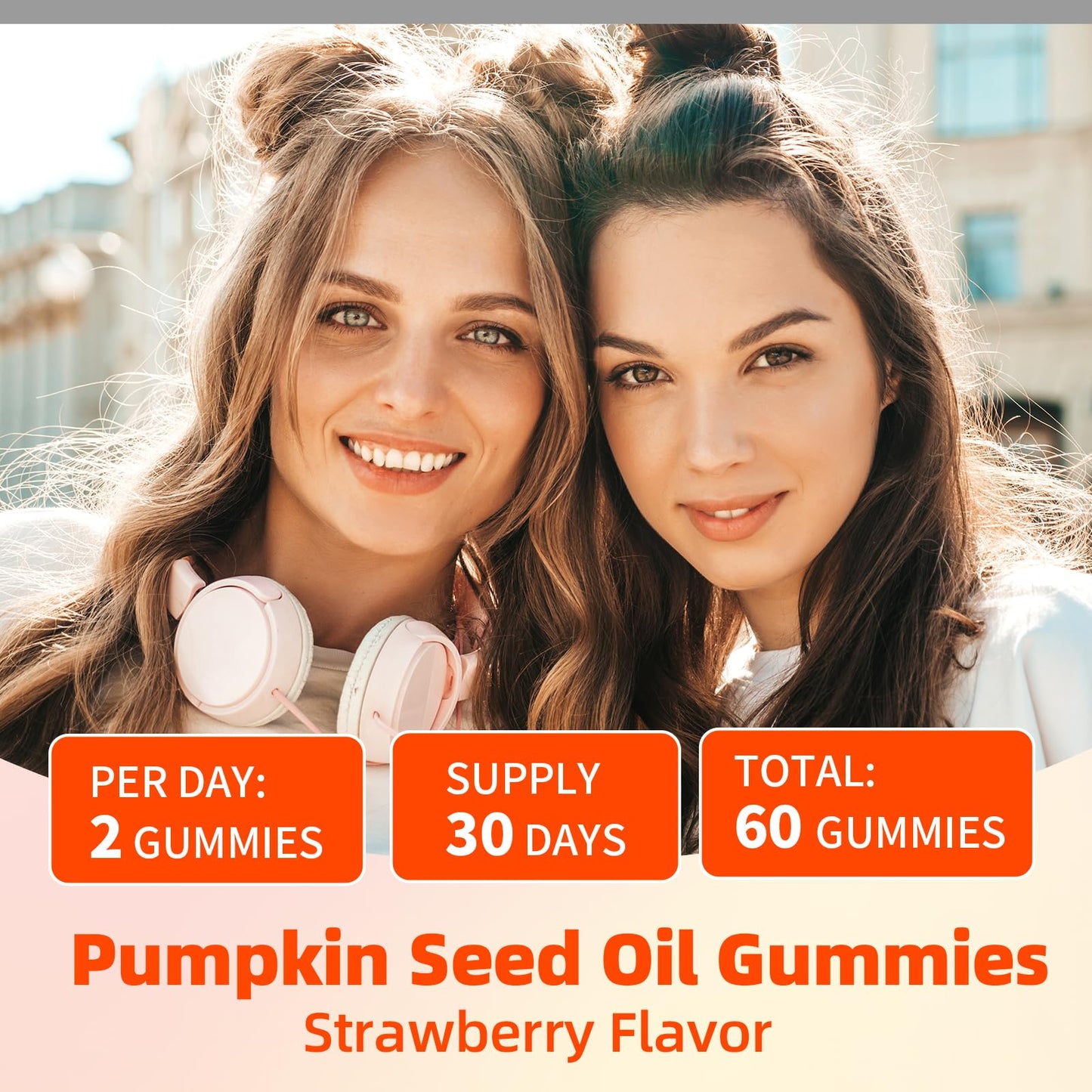 YXSW Pumpkin Seed Oil Gummies with Saw Palmetto โ Hair Growth, Skin Health & Prostate Support | Strawberry Flavor, 60 Count
