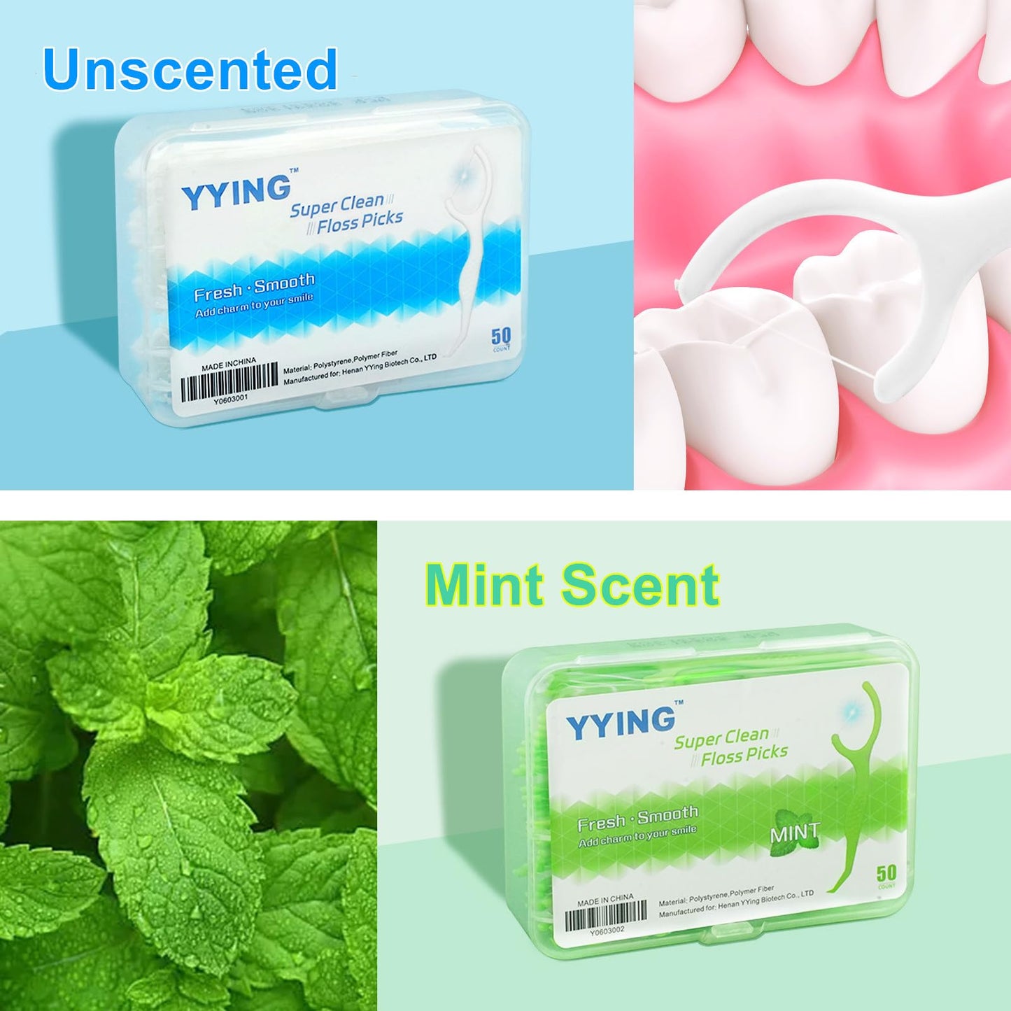 YYING Dental Floss Picks 300 Count โ Extra Strong, Travel Case, Unscented