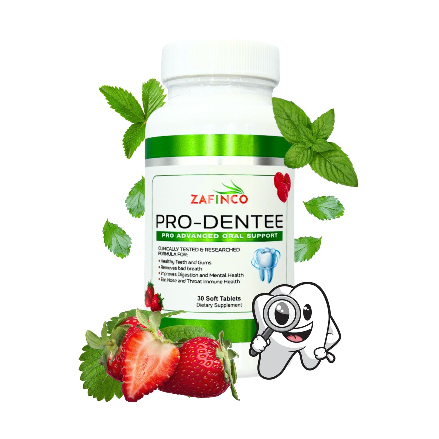 ZAFiNCO-PRODENTEE Teeth & Gums Health โ 3.5B CFU Probiotics Mint Chewables (30 Count) โ Made in USA