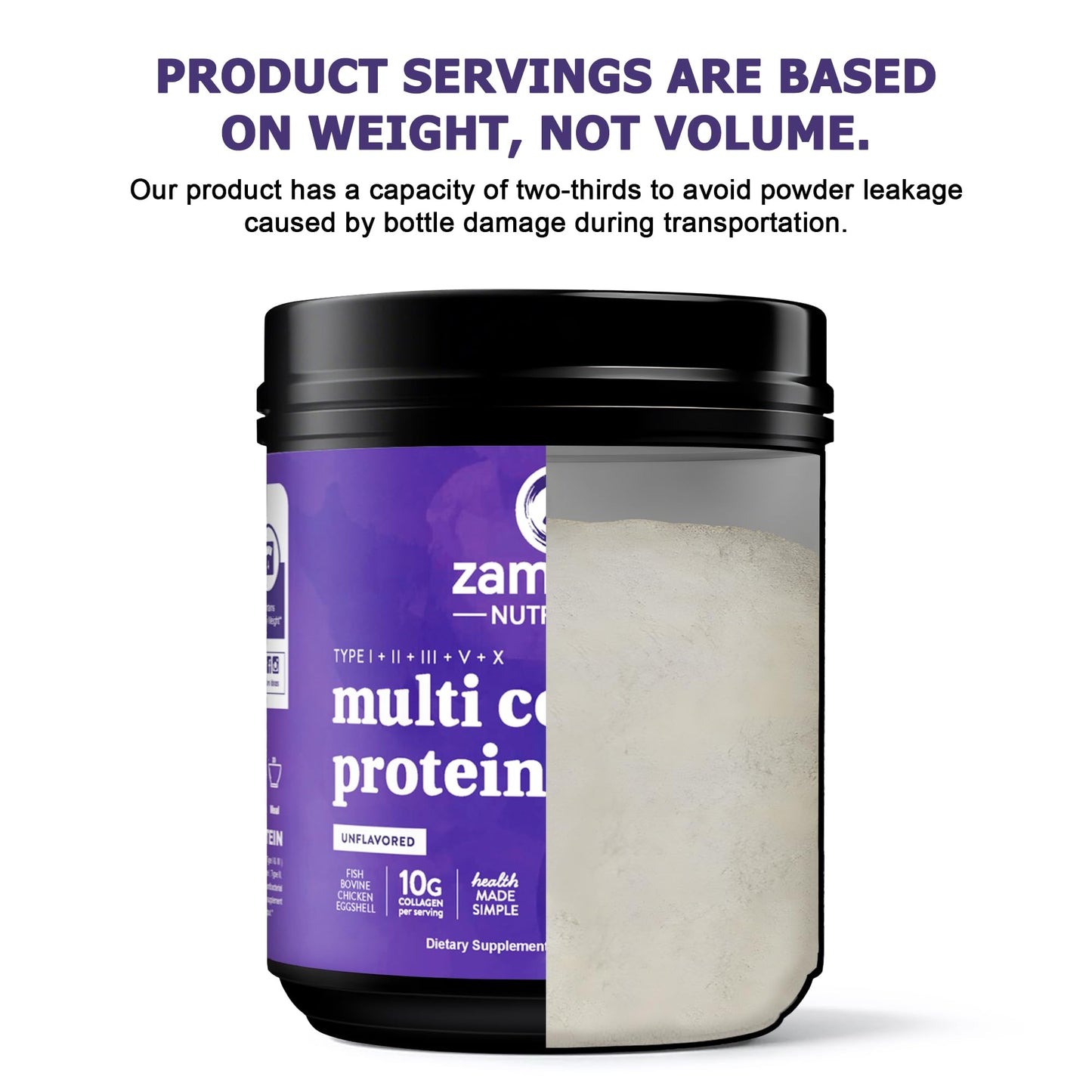 Zammex Multi Collagen Protein Powder โ 60 Servings, Unflavored, 5 Types
