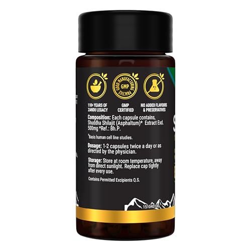 Zandu Shilajit Capsules (60 Caps) โ Natural Energy, Stress Support & Immunity