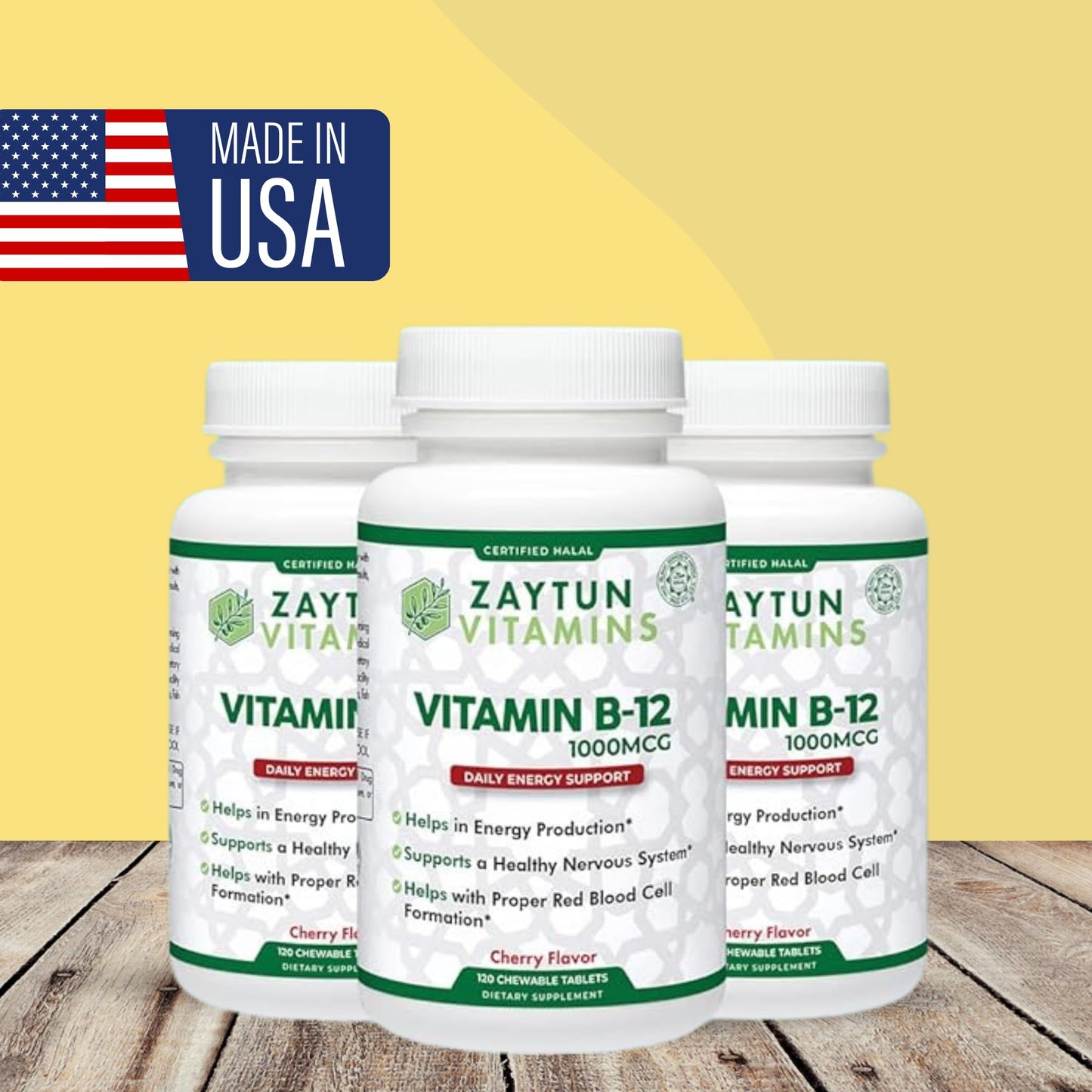 Zaytun Halal Vitamin B12 1000mcg โ Energy & Nervous System Support | Vegan, Dairy-Free | 4 Months Supply | Made in USA