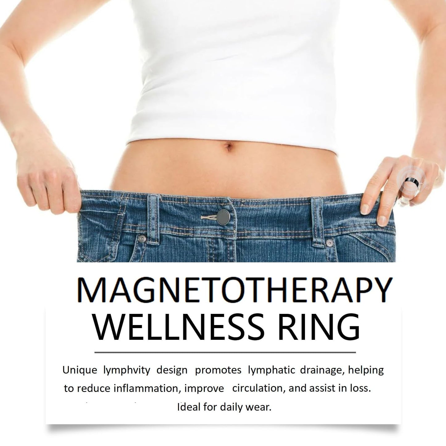 ZCVFA Auvulis Ring β Magnetic Stainless Steel Migraine & Lymphatic Therapy (Gold)