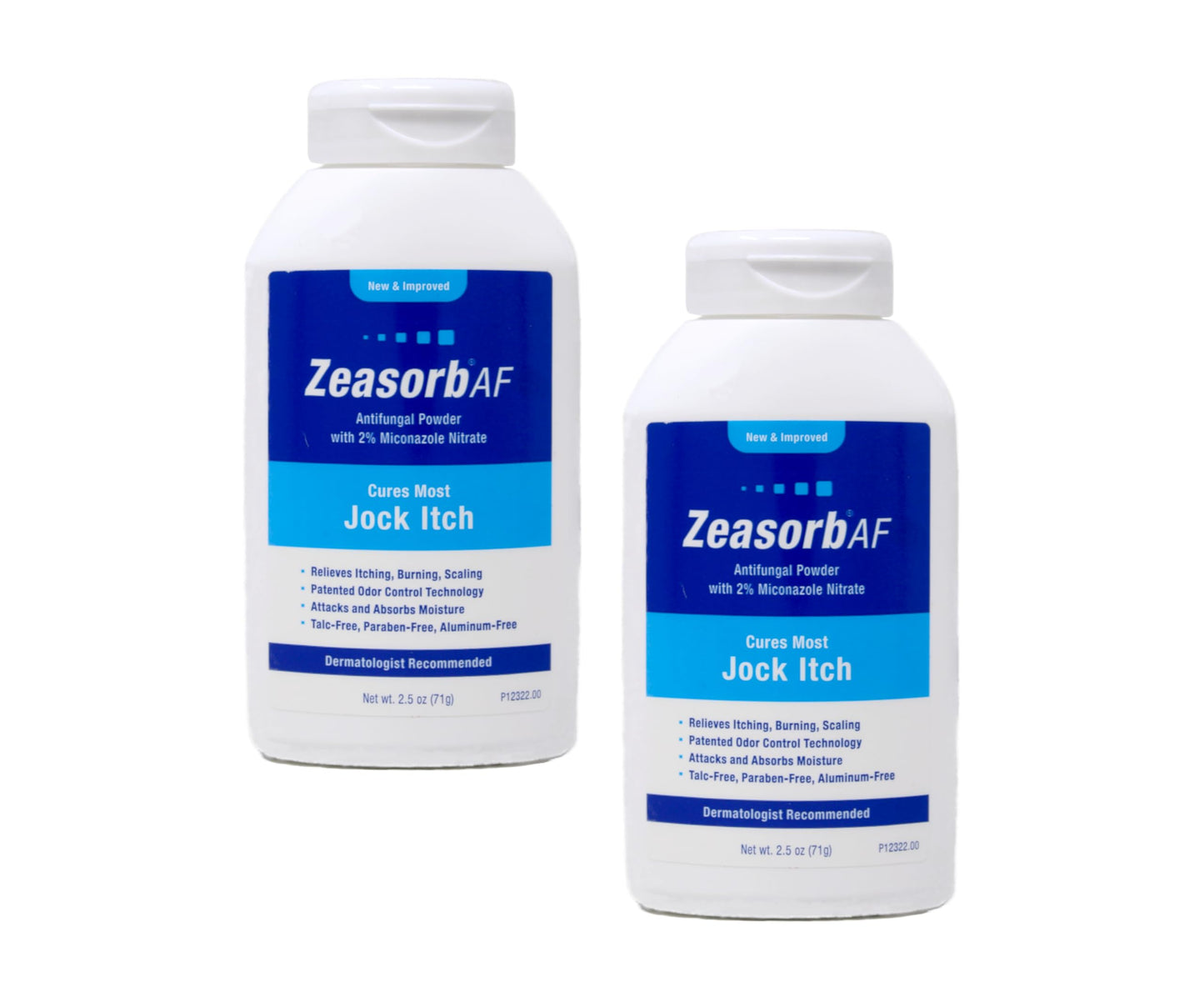 Zeasorb Super Absorbent Antifungal Powder for Jock Itch โ 2.5 oz (Pack of 2) | Dermatologist Recommended