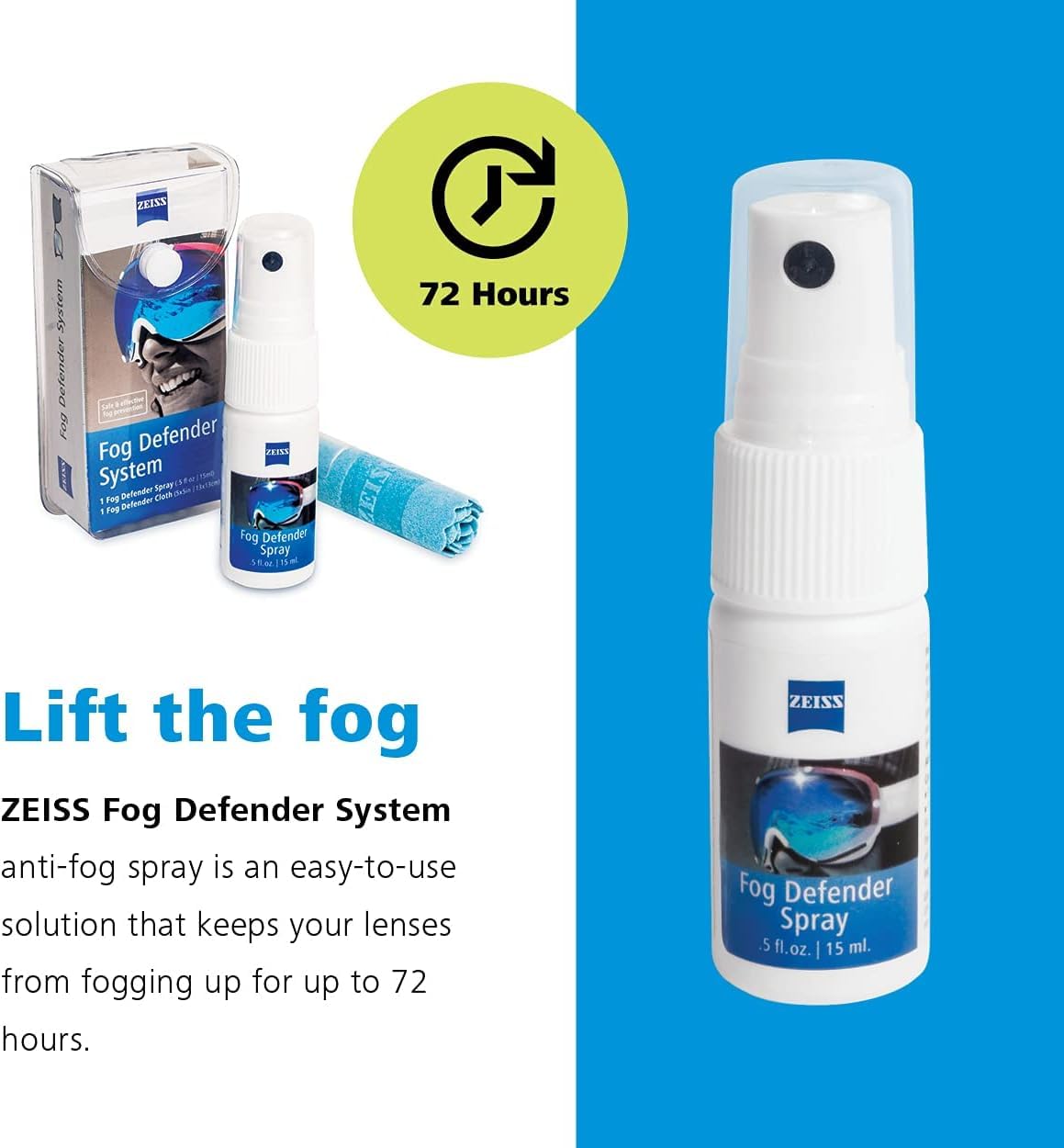ZEISS Fog Defender Anti-Fog Kit for Glasses โ 2 Pack (2 Sprays, 2 Cloths)