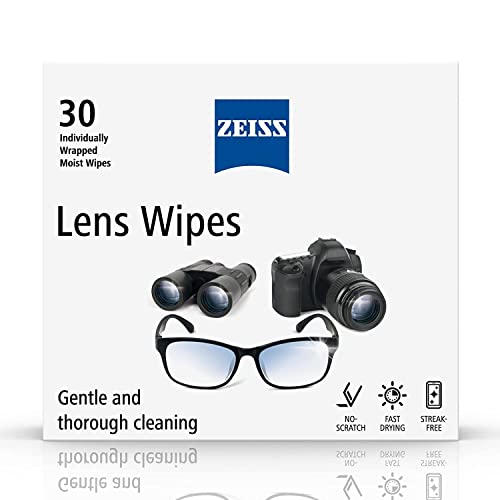 ZEISS Lens Cleaning Wipes โ Pre-Moistened, Individually Wrapped (30 Count) for Coated Lenses, Glasses, Binoculars, Cameras & Scopes