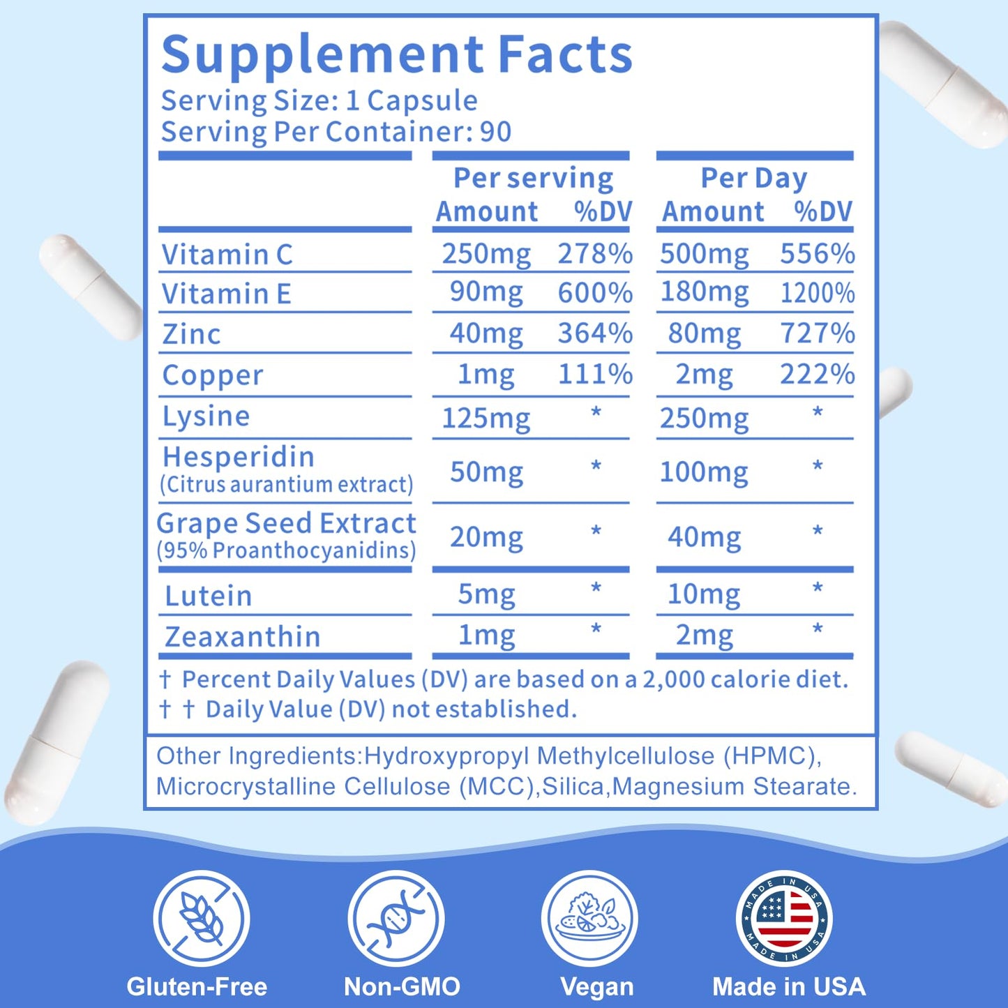 Zhizaiql Eye Vitamin with Lutein & Zeaxanthin โ Supports Vitreous Clarity & Clear Vision, 90 Vegan Capsules