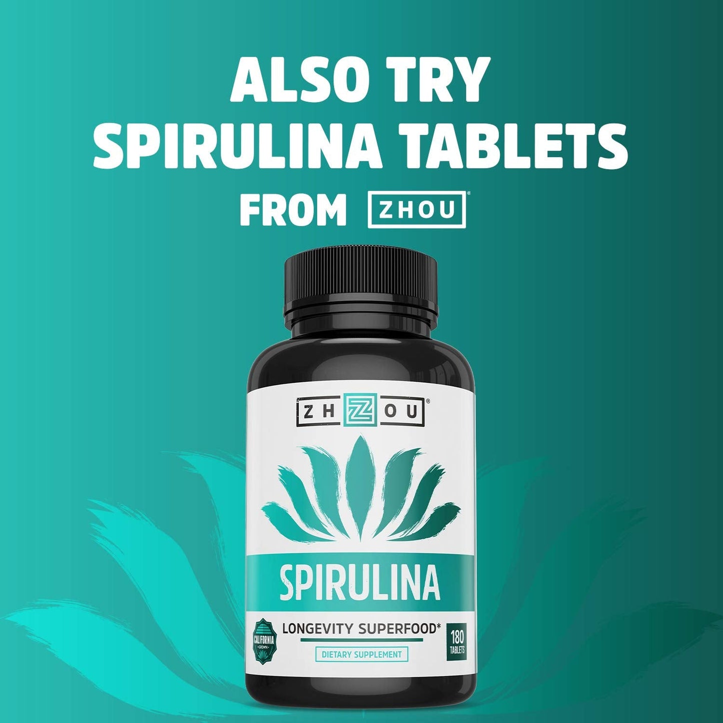 Zhou Spirulina Powder โ Blue-Green Spirulina, Vegan Protein (6 oz, 48 Servings)