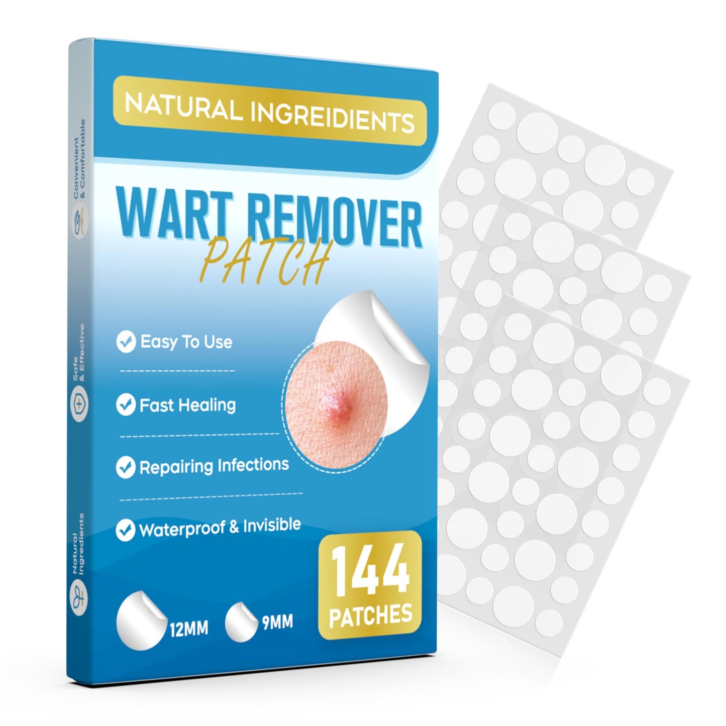 ZIHYO Wart Remover Patches – 144 Pcs, Gentle & Waterproof