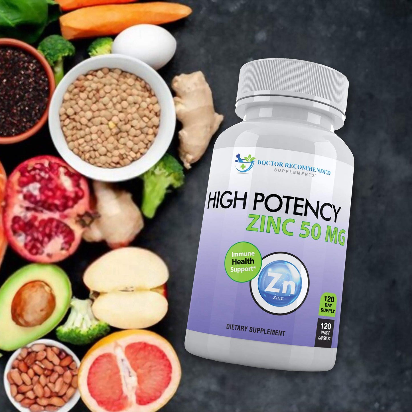 Zinc 50mg Picolinate โ Immune Support | 120 Veggie Capsules | High Potency Zinc
