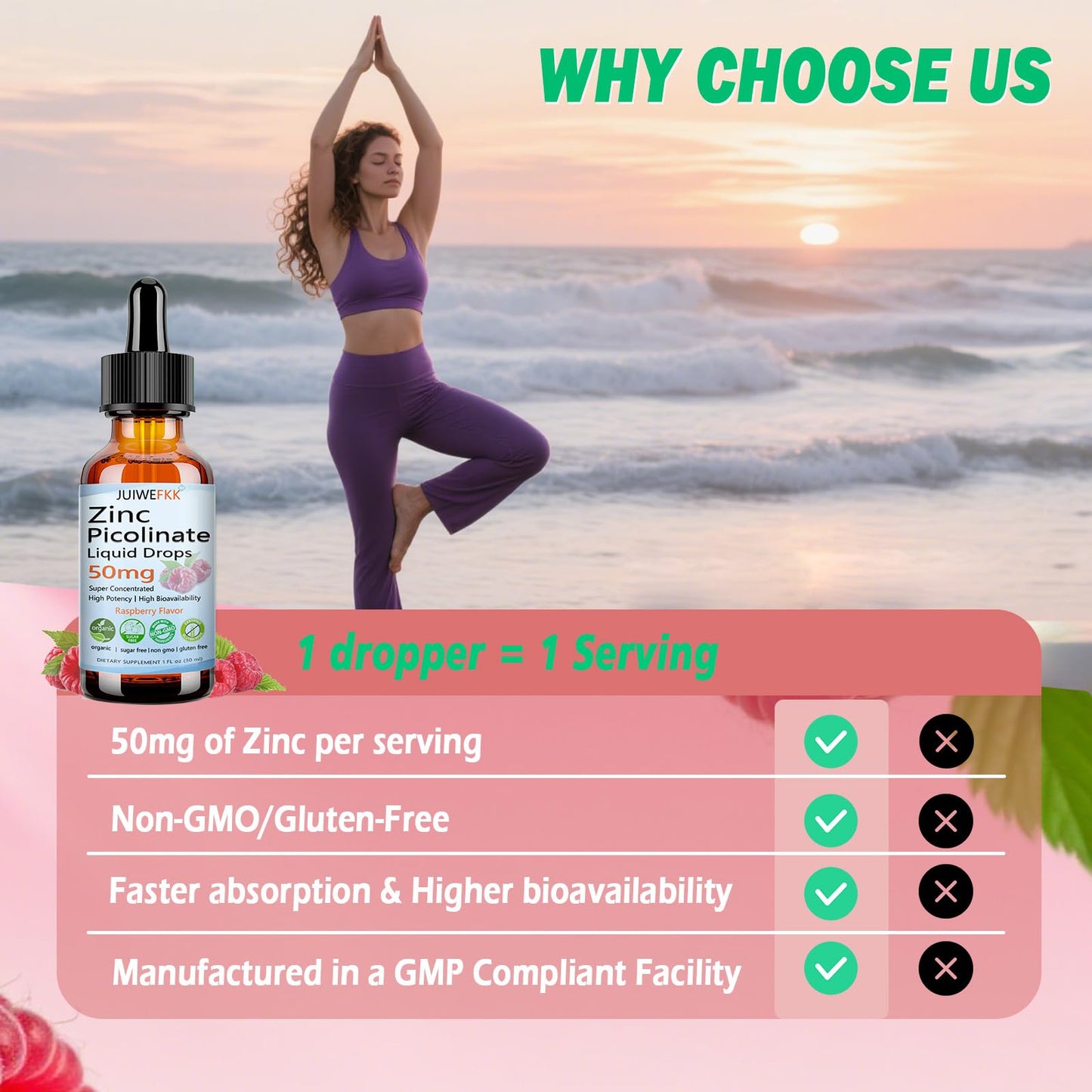 Zinc Picolinate 50mg Liquid Drops โ Chelated Zinc for Immune Support