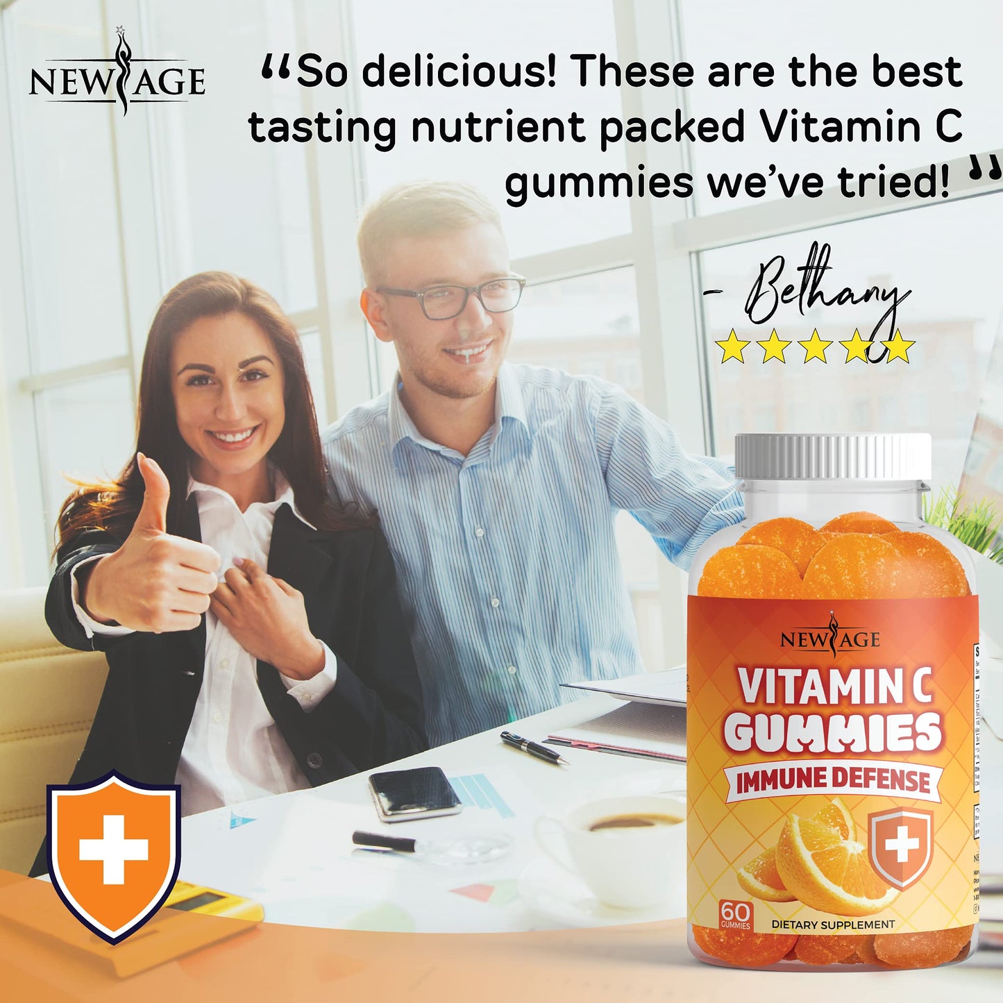 Zinc Gummies 2 Pack โ 50mg Immune Booster Zinc Supplement with Vitamin C | Non-GMO | New Age