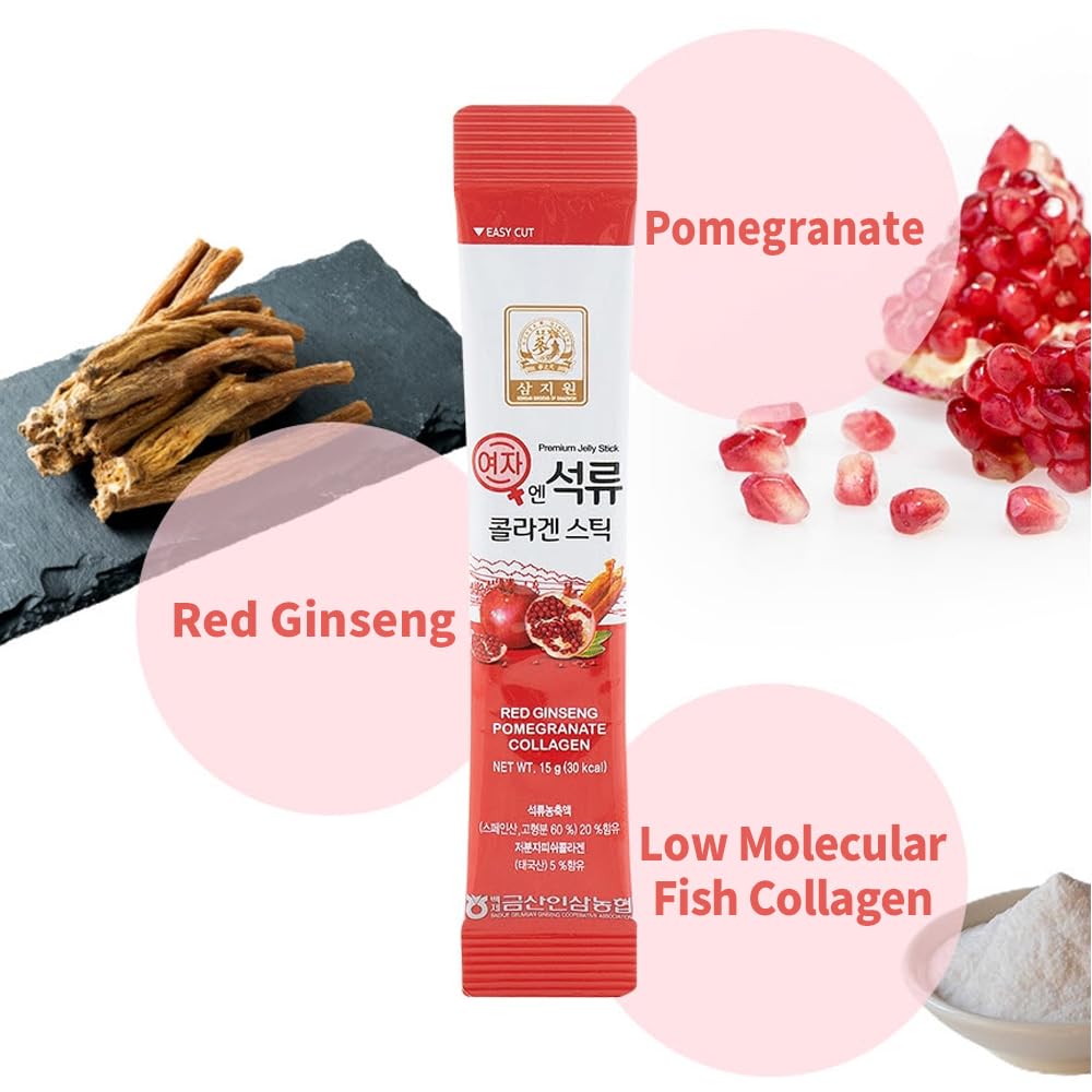ZIOSTAND Korean Pomegranate Collagen Jelly Stick โ 6 Pack (Baekje Geumsan)